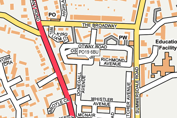 PO19 6BU map - OS OpenMap – Local (Ordnance Survey) PO19 6BU map - OS OpenMap – Local (Ordnance Survey)