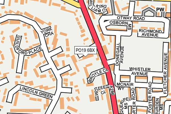 PO19 6BX map - OS OpenMap – Local (Ordnance Survey) PO19 6BX map - OS OpenMap – Local (Ordnance Survey)