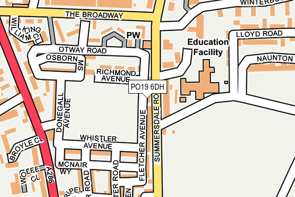 PO19 6DH map - OS OpenMap – Local (Ordnance Survey) PO19 6DH map - OS OpenMap – Local (Ordnance Survey)