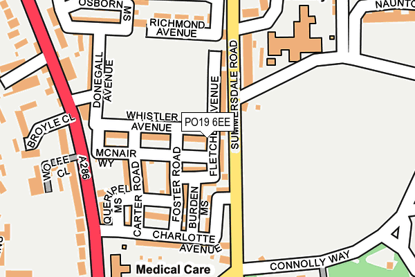 PO19 6EE map - OS OpenMap – Local (Ordnance Survey) PO19 6EE map - OS OpenMap – Local (Ordnance Survey)