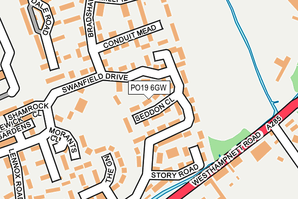 PO19 6GW map - OS OpenMap – Local (Ordnance Survey) PO19 6GW map - OS OpenMap – Local (Ordnance Survey)