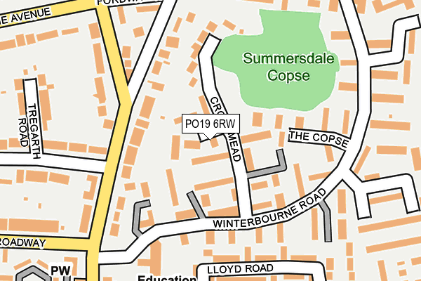 PO19 6RW map - OS OpenMap – Local (Ordnance Survey) PO19 6RW map - OS OpenMap – Local (Ordnance Survey)