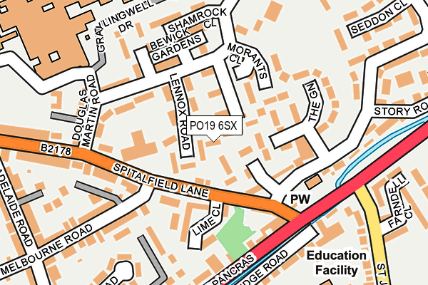 PO19 6SX map - OS OpenMap – Local (Ordnance Survey) PO19 6SX map - OS OpenMap – Local (Ordnance Survey)
