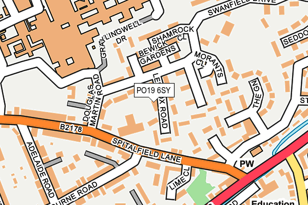 PO19 6SY map - OS OpenMap – Local (Ordnance Survey) PO19 6SY map - OS OpenMap – Local (Ordnance Survey)