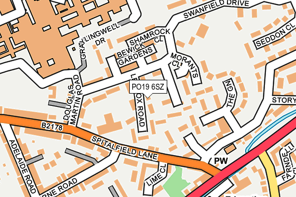 PO19 6SZ map - OS OpenMap – Local (Ordnance Survey) PO19 6SZ map - OS OpenMap – Local (Ordnance Survey)