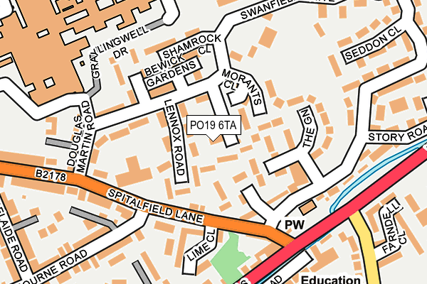 PO19 6TA map - OS OpenMap – Local (Ordnance Survey) PO19 6TA map - OS OpenMap – Local (Ordnance Survey)