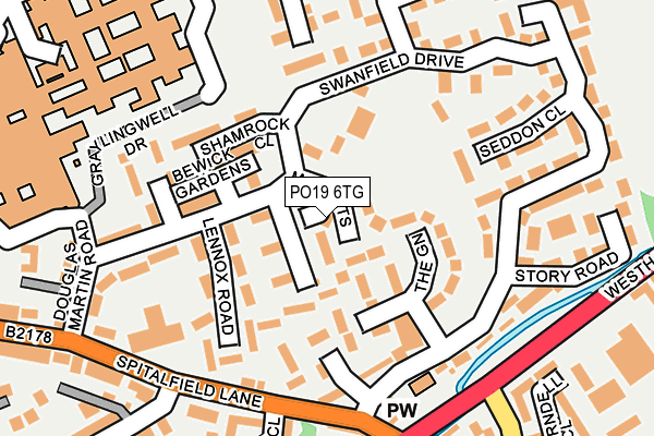 PO19 6TG map - OS OpenMap – Local (Ordnance Survey) PO19 6TG map - OS OpenMap – Local (Ordnance Survey)