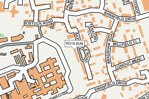 PO19 6UN map - OS OpenMap – Local (Ordnance Survey) PO19 6UN map - OS OpenMap – Local (Ordnance Survey)