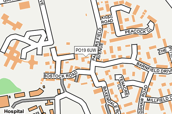 PO19 6UW map - OS OpenMap – Local (Ordnance Survey) PO19 6UW map - OS OpenMap – Local (Ordnance Survey)