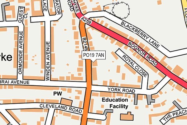 PO19 7AN map - OS OpenMap – Local (Ordnance Survey) PO19 7AN map - OS OpenMap – Local (Ordnance Survey)