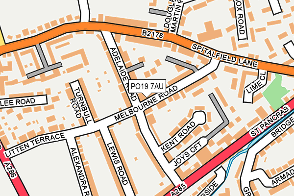 PO19 7AU map - OS OpenMap – Local (Ordnance Survey) PO19 7AU map - OS OpenMap – Local (Ordnance Survey)