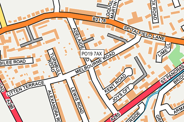PO19 7AX map - OS OpenMap – Local (Ordnance Survey) PO19 7AX map - OS OpenMap – Local (Ordnance Survey)