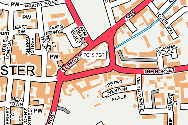 PO19 7GT map - OS OpenMap – Local (Ordnance Survey) PO19 7GT map - OS OpenMap – Local (Ordnance Survey)