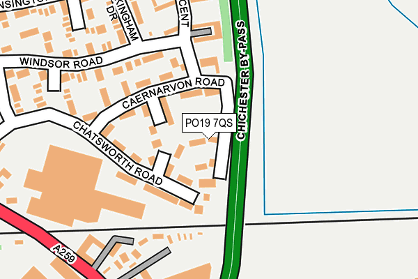 PO19 7QS map - OS OpenMap – Local (Ordnance Survey) PO19 7QS map - OS OpenMap – Local (Ordnance Survey)