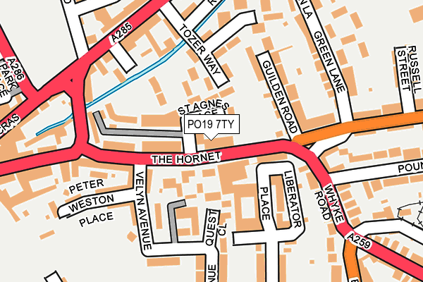 PO19 7TY map - OS OpenMap – Local (Ordnance Survey) PO19 7TY map - OS OpenMap – Local (Ordnance Survey)