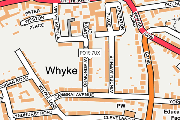 PO19 7UX map - OS OpenMap – Local (Ordnance Survey) PO19 7UX map - OS OpenMap – Local (Ordnance Survey)