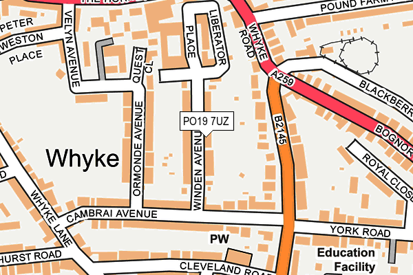 PO19 7UZ map - OS OpenMap – Local (Ordnance Survey)