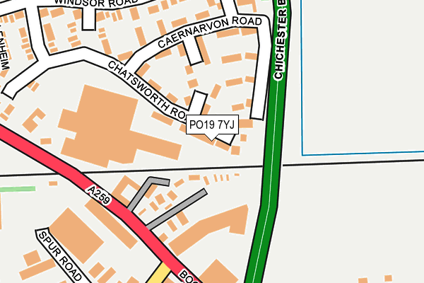 PO19 7YJ map - OS OpenMap – Local (Ordnance Survey) PO19 7YJ map - OS OpenMap – Local (Ordnance Survey)