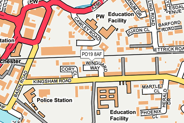PO19 8AF map - OS OpenMap – Local (Ordnance Survey) PO19 8AF map - OS OpenMap – Local (Ordnance Survey)