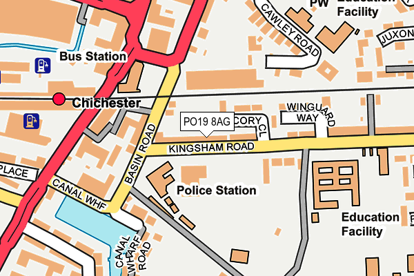 PO19 8AG map - OS OpenMap – Local (Ordnance Survey) PO19 8AG map - OS OpenMap – Local (Ordnance Survey)