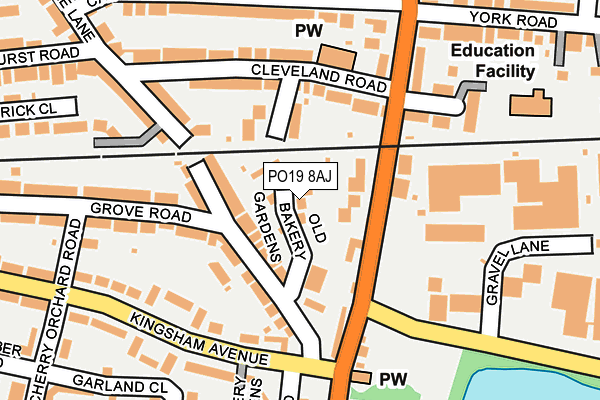 PO19 8AJ map - OS OpenMap – Local (Ordnance Survey) PO19 8AJ map - OS OpenMap – Local (Ordnance Survey)