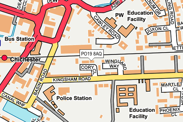 PO19 8AQ map - OS OpenMap – Local (Ordnance Survey) PO19 8AQ map - OS OpenMap – Local (Ordnance Survey)