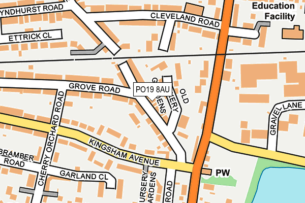 PO19 8AU map - OS OpenMap – Local (Ordnance Survey) PO19 8AU map - OS OpenMap – Local (Ordnance Survey)