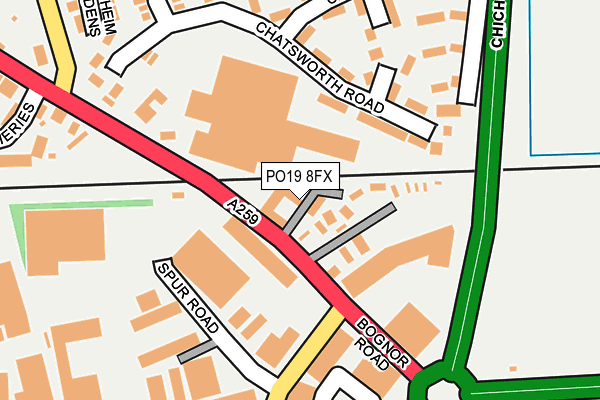 PO19 8FX map - OS OpenMap – Local (Ordnance Survey) PO19 8FX map - OS OpenMap – Local (Ordnance Survey)