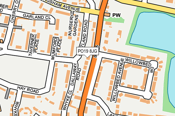 PO19 8JG map - OS OpenMap – Local (Ordnance Survey) PO19 8JG map - OS OpenMap – Local (Ordnance Survey)