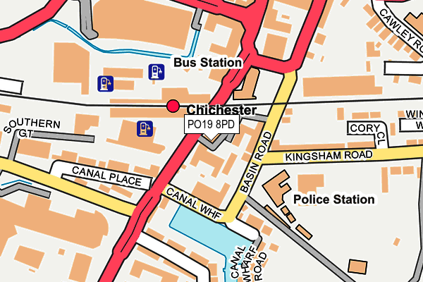 PO19 8PD map - OS OpenMap – Local (Ordnance Survey) PO19 8PD map - OS OpenMap – Local (Ordnance Survey)