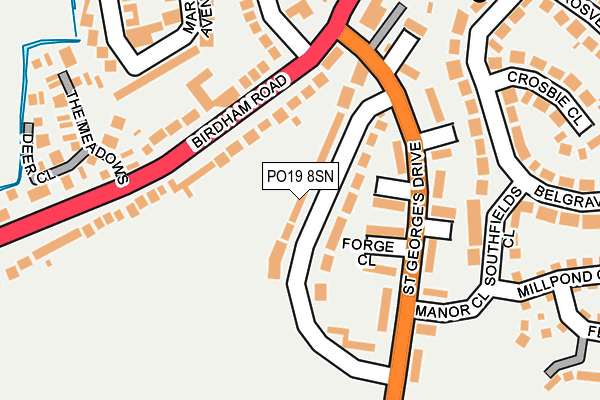PO19 8SN map - OS OpenMap – Local (Ordnance Survey) PO19 8SN map - OS OpenMap – Local (Ordnance Survey)