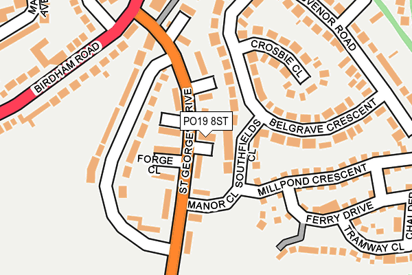 PO19 8ST map - OS OpenMap – Local (Ordnance Survey) PO19 8ST map - OS OpenMap – Local (Ordnance Survey)
