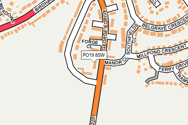 PO19 8SW map - OS OpenMap – Local (Ordnance Survey)