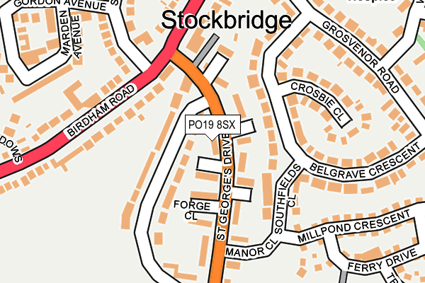 PO19 8SX map - OS OpenMap – Local (Ordnance Survey) PO19 8SX map - OS OpenMap – Local (Ordnance Survey)