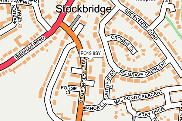 PO19 8SY map - OS OpenMap – Local (Ordnance Survey) PO19 8SY map - OS OpenMap – Local (Ordnance Survey)