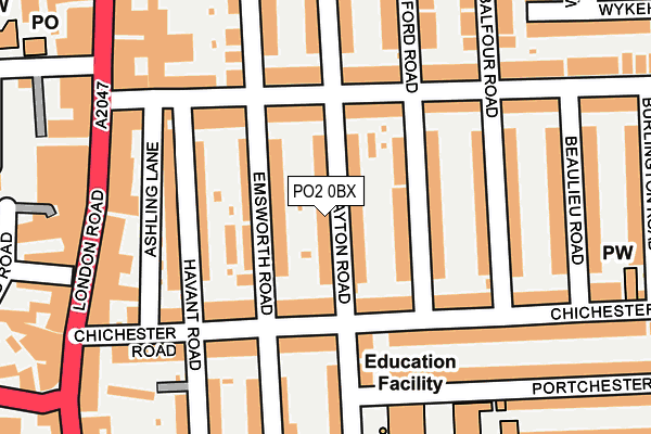 PO2 0BX map - OS OpenMap – Local (Ordnance Survey) PO2 0BX map - OS OpenMap – Local (Ordnance Survey)