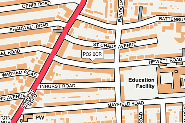PO2 0QR map - OS OpenMap – Local (Ordnance Survey) PO2 0QR map - OS OpenMap – Local (Ordnance Survey)