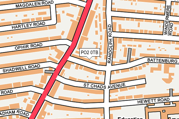 PO2 0TB map - OS OpenMap – Local (Ordnance Survey) PO2 0TB map - OS OpenMap – Local (Ordnance Survey)