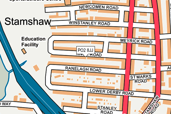 PO2 8JJ map - OS OpenMap – Local (Ordnance Survey) PO2 8JJ map - OS OpenMap – Local (Ordnance Survey)