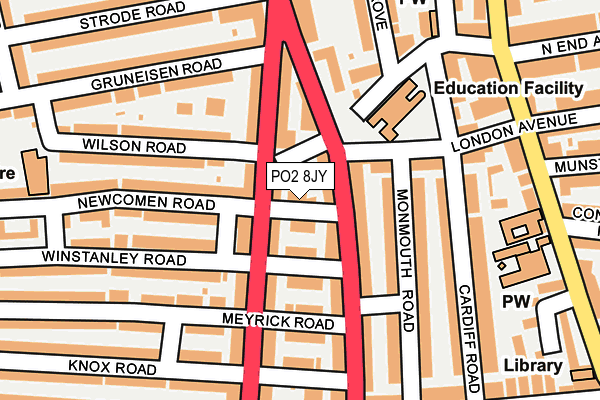 PO2 8JY map - OS OpenMap – Local (Ordnance Survey) PO2 8JY map - OS OpenMap – Local (Ordnance Survey)