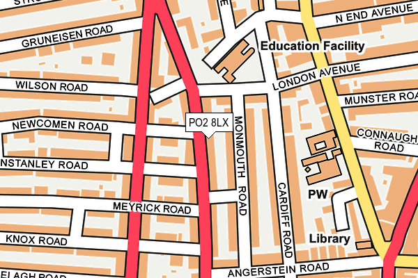 PO2 8LX map - OS OpenMap – Local (Ordnance Survey) PO2 8LX map - OS OpenMap – Local (Ordnance Survey)