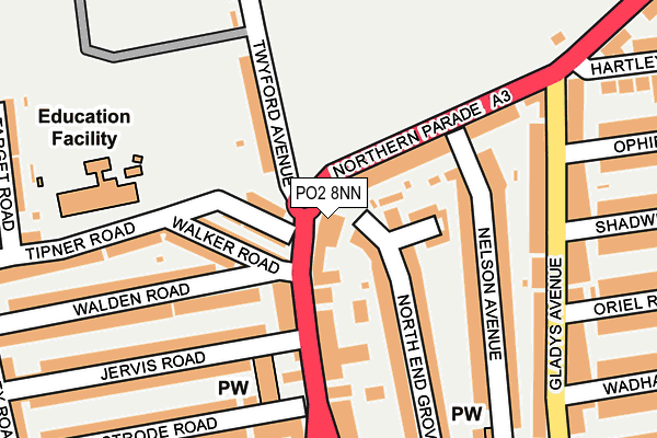 PO2 8NN map - OS OpenMap – Local (Ordnance Survey) PO2 8NN map - OS OpenMap – Local (Ordnance Survey)