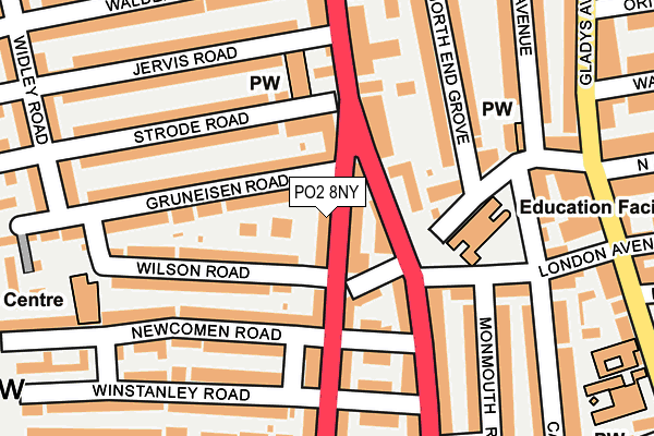 PO2 8NY map - OS OpenMap – Local (Ordnance Survey) PO2 8NY map - OS OpenMap – Local (Ordnance Survey)