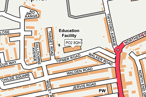PO2 8QH map - OS OpenMap – Local (Ordnance Survey) PO2 8QH map - OS OpenMap – Local (Ordnance Survey)