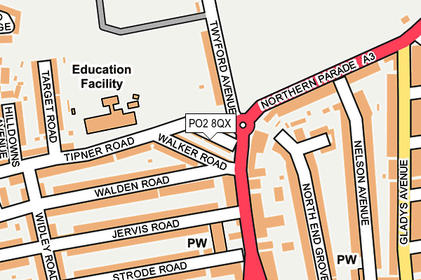 PO2 8QX map - OS OpenMap – Local (Ordnance Survey) PO2 8QX map - OS OpenMap – Local (Ordnance Survey)
