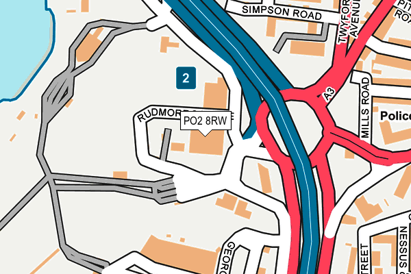 PO2 8RW map - OS OpenMap – Local (Ordnance Survey) PO2 8RW map - OS OpenMap – Local (Ordnance Survey)