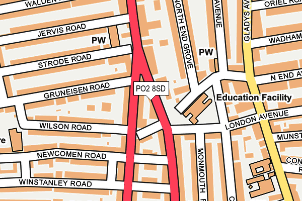 PO2 8SD map - OS OpenMap – Local (Ordnance Survey) PO2 8SD map - OS OpenMap – Local (Ordnance Survey)