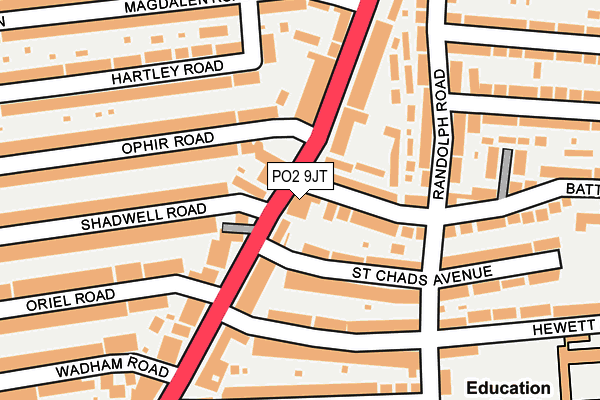 PO2 9JT map - OS OpenMap – Local (Ordnance Survey) PO2 9JT map - OS OpenMap – Local (Ordnance Survey)