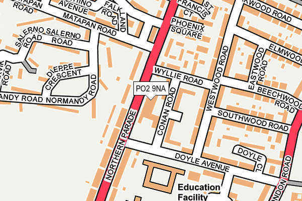 PO2 9NA map - OS OpenMap – Local (Ordnance Survey) PO2 9NA map - OS OpenMap – Local (Ordnance Survey)