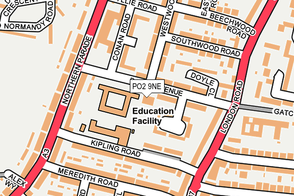 PO2 9NE map - OS OpenMap – Local (Ordnance Survey) PO2 9NE map - OS OpenMap – Local (Ordnance Survey)
